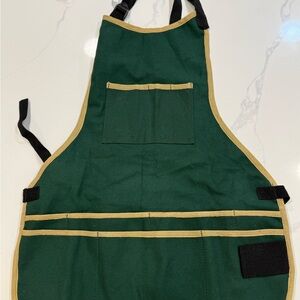 Green Canvas Utility Apron with Khaki Trim